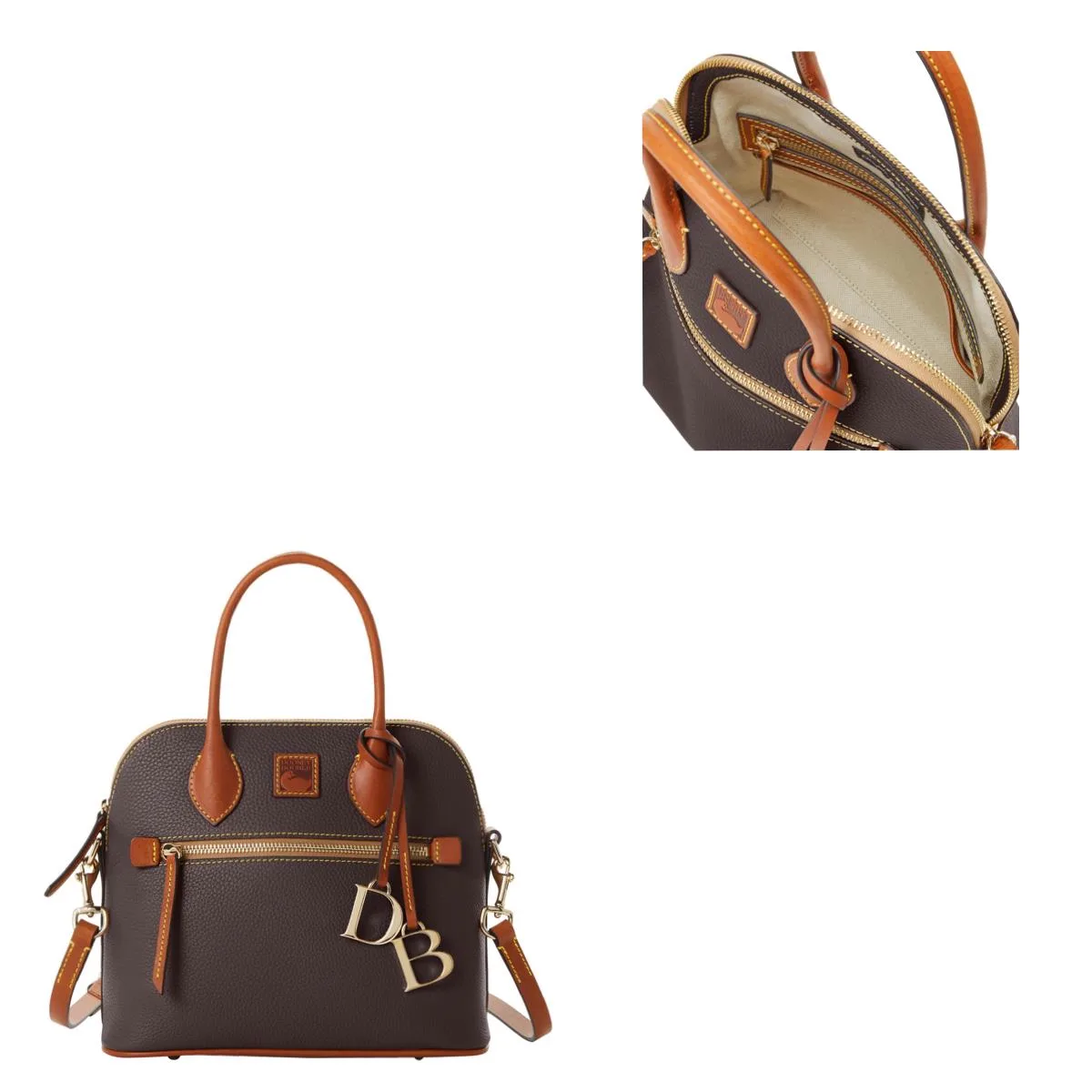 Dooney & Bourke Brown Pebble Grain Domed Satchel