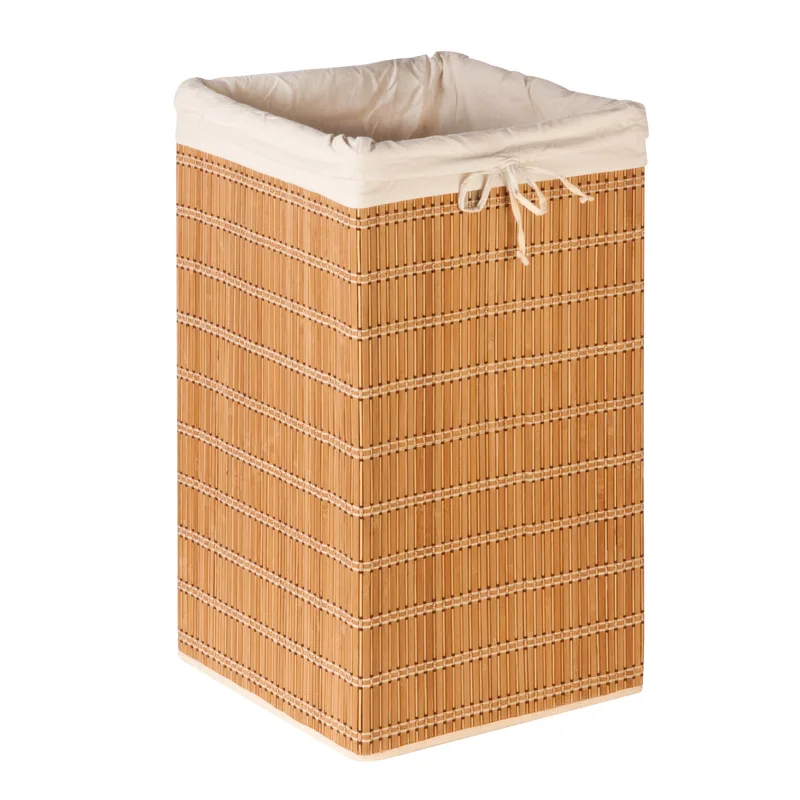 Honey-Can-Do Square Bamboo Wicker Hamper W/ Canvas Bag