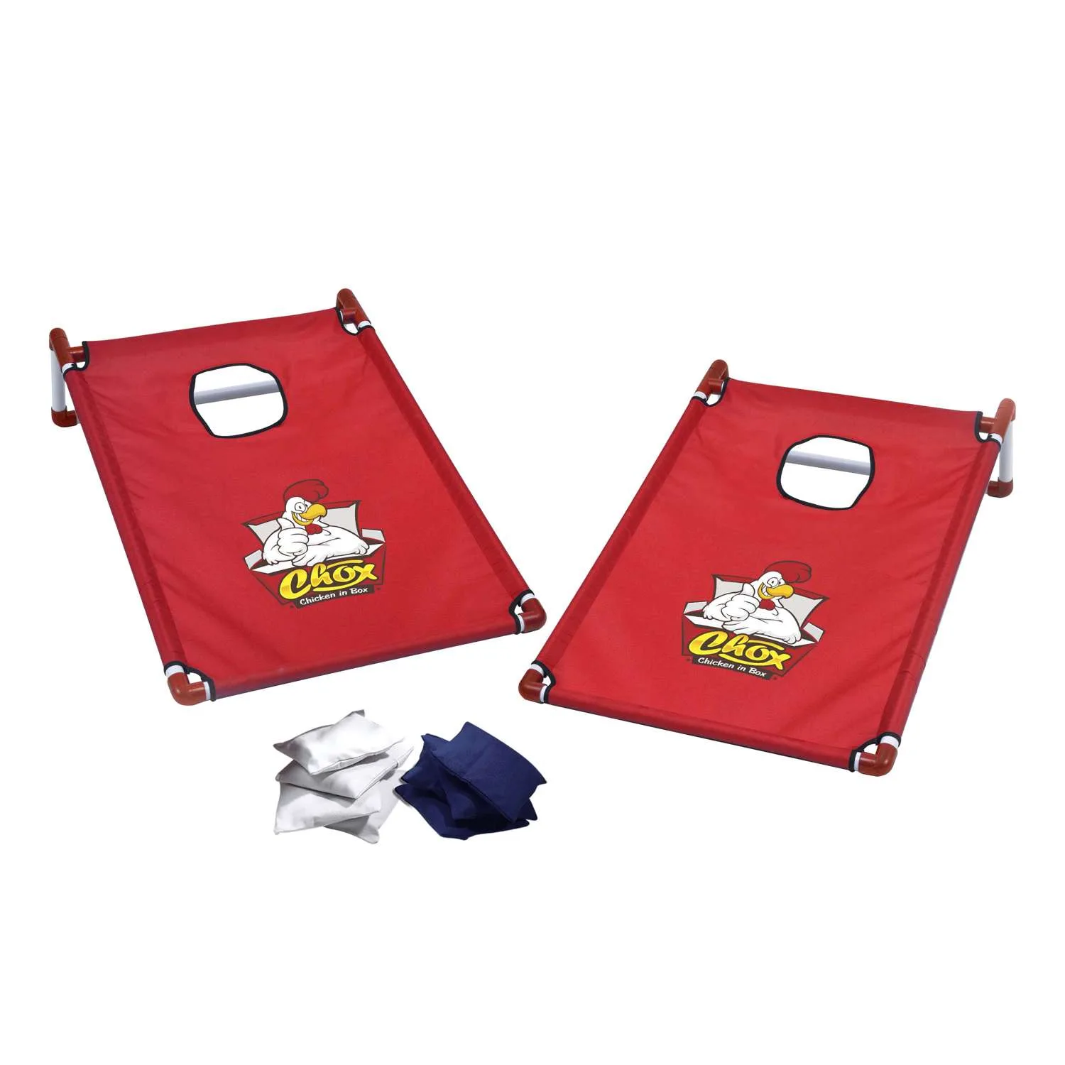 Portable Cornhole, 4 Navy & White Bean Bags