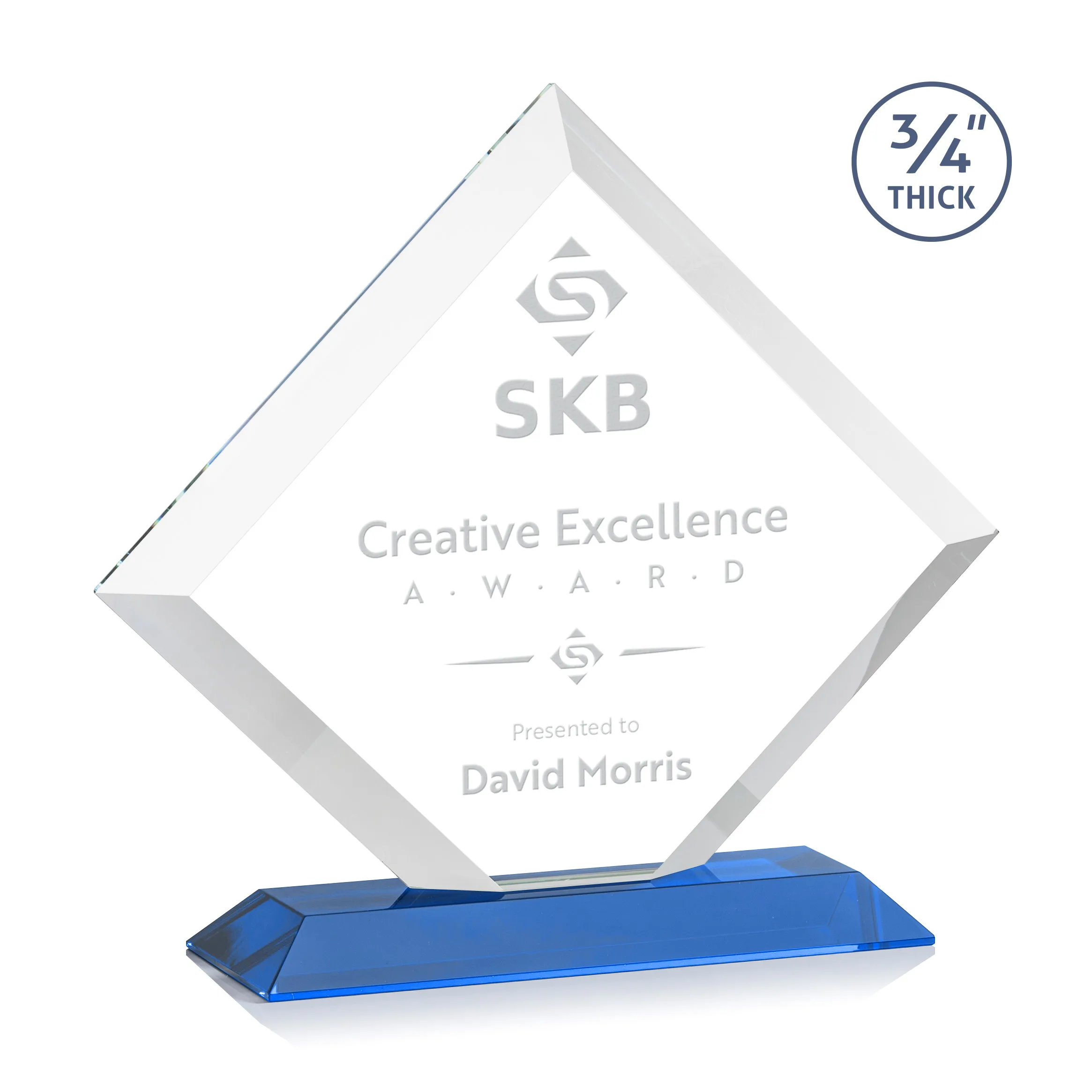 Deep Etch, Standard base, Sky Blue, 10.875" x 9.75" x 3"