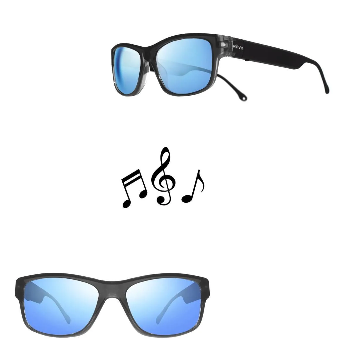 Revo Sunglasses Sonic 2 Sporty Frame Sunglasses w/Audio Capabilities - Crystal Gray