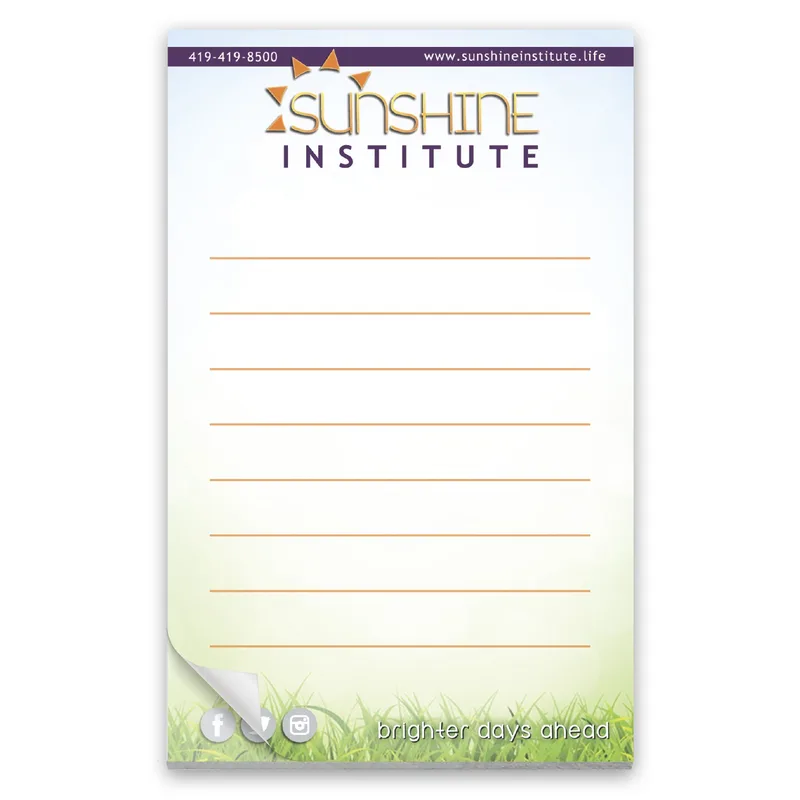 Paper Note Pad 3 1/2 x 5 1/2, 25 pages w/ mag 4CP