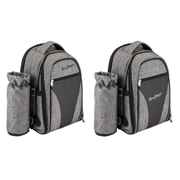 Wine & Picnic Cooler Backpack for Four + Fleece Blanket view 2