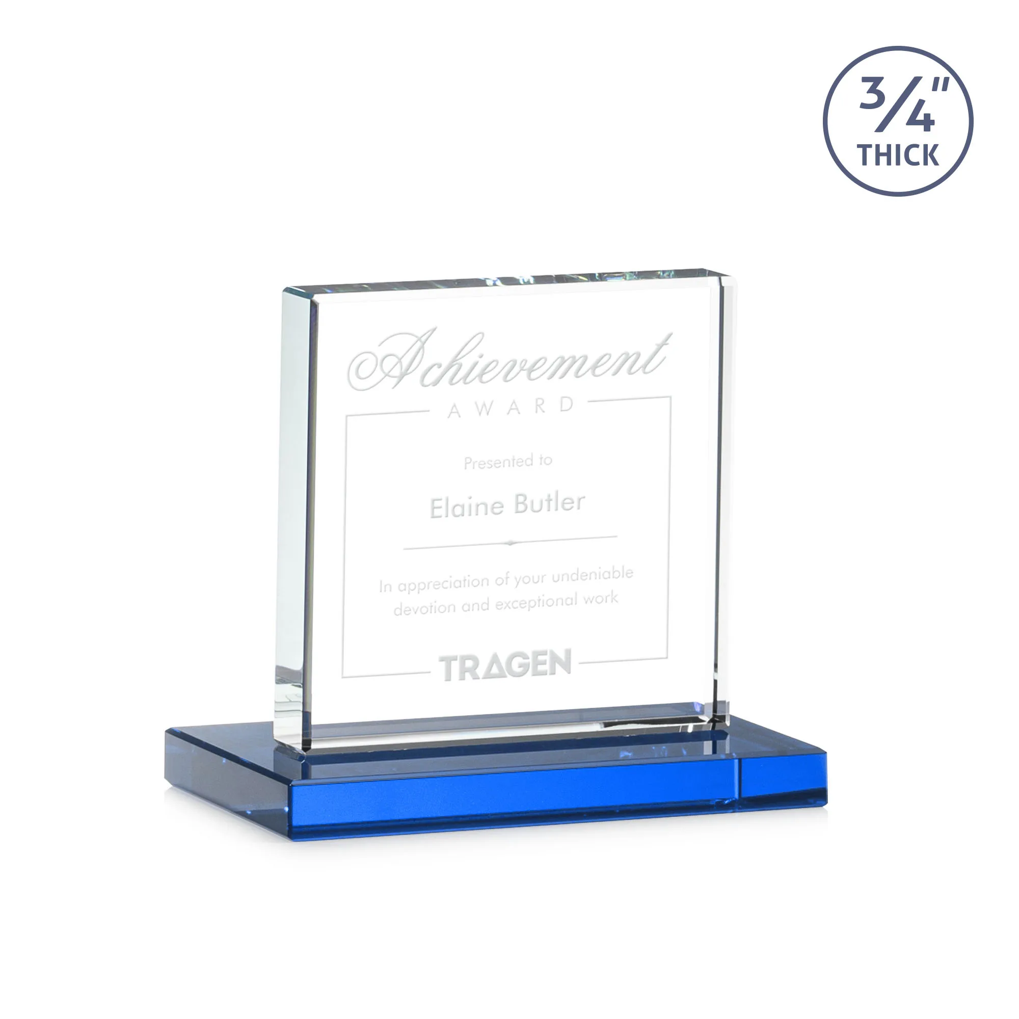 Deep Etch, Standard base, Sky Blue, 5" x 4.375" x 3"