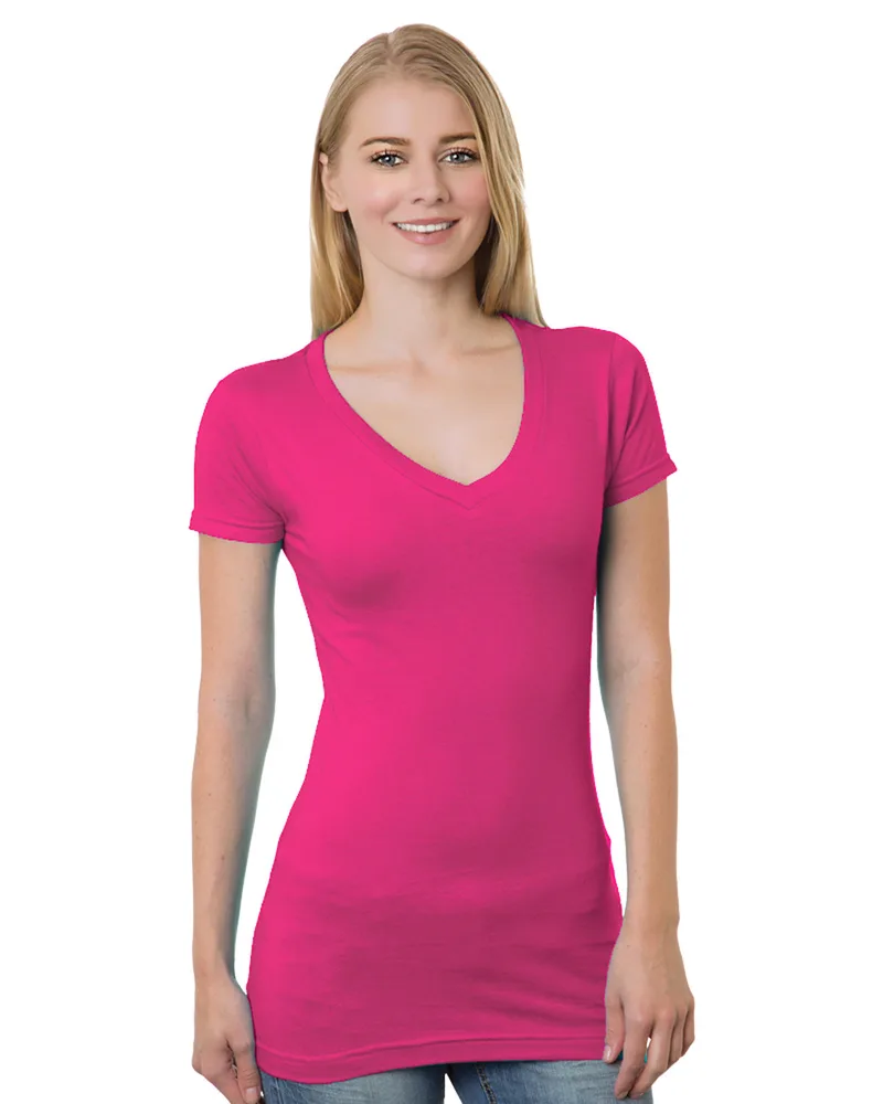 BAYSIDE Ladies' USA Made V-Neck T-Shirt view 2