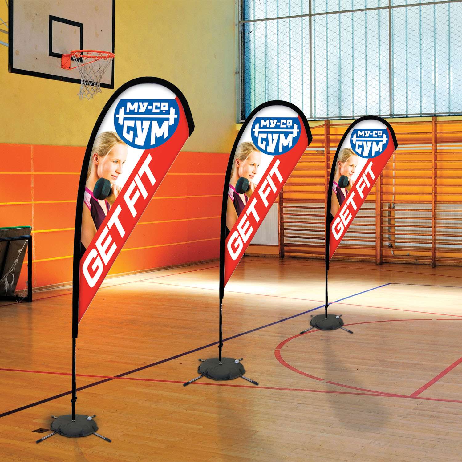 8' Premium Teardrop Sail Sign Flag, 1-Sided, Scissor Base view 7