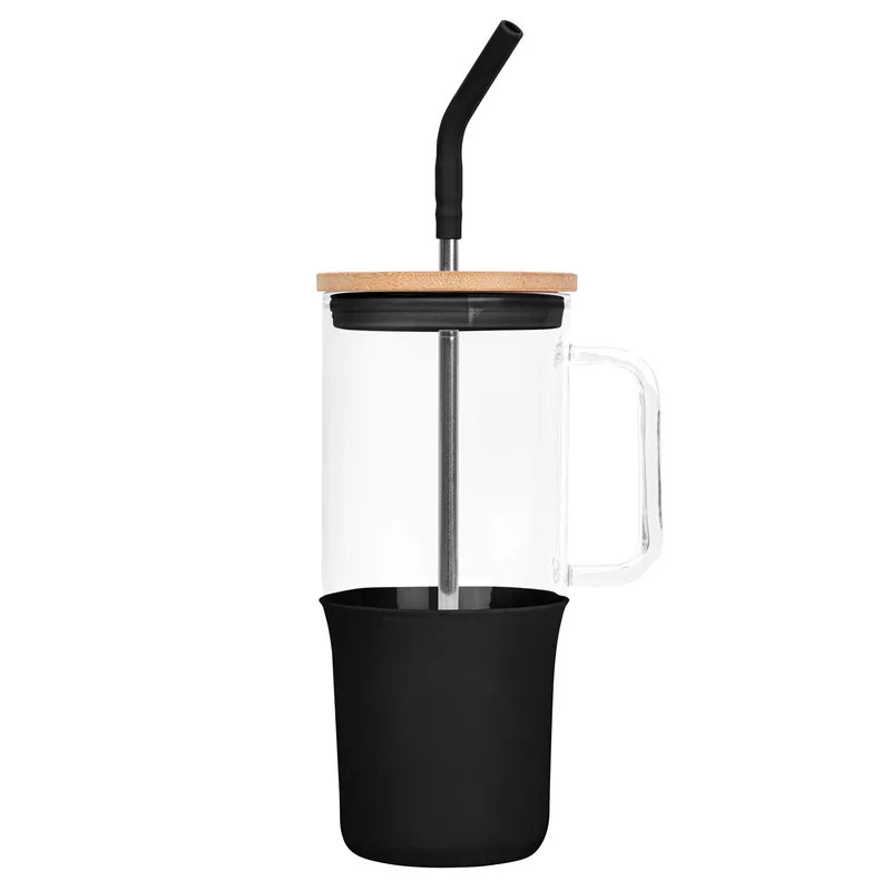 32 Oz. Glass Tumbler w/Handle and Straw view 2