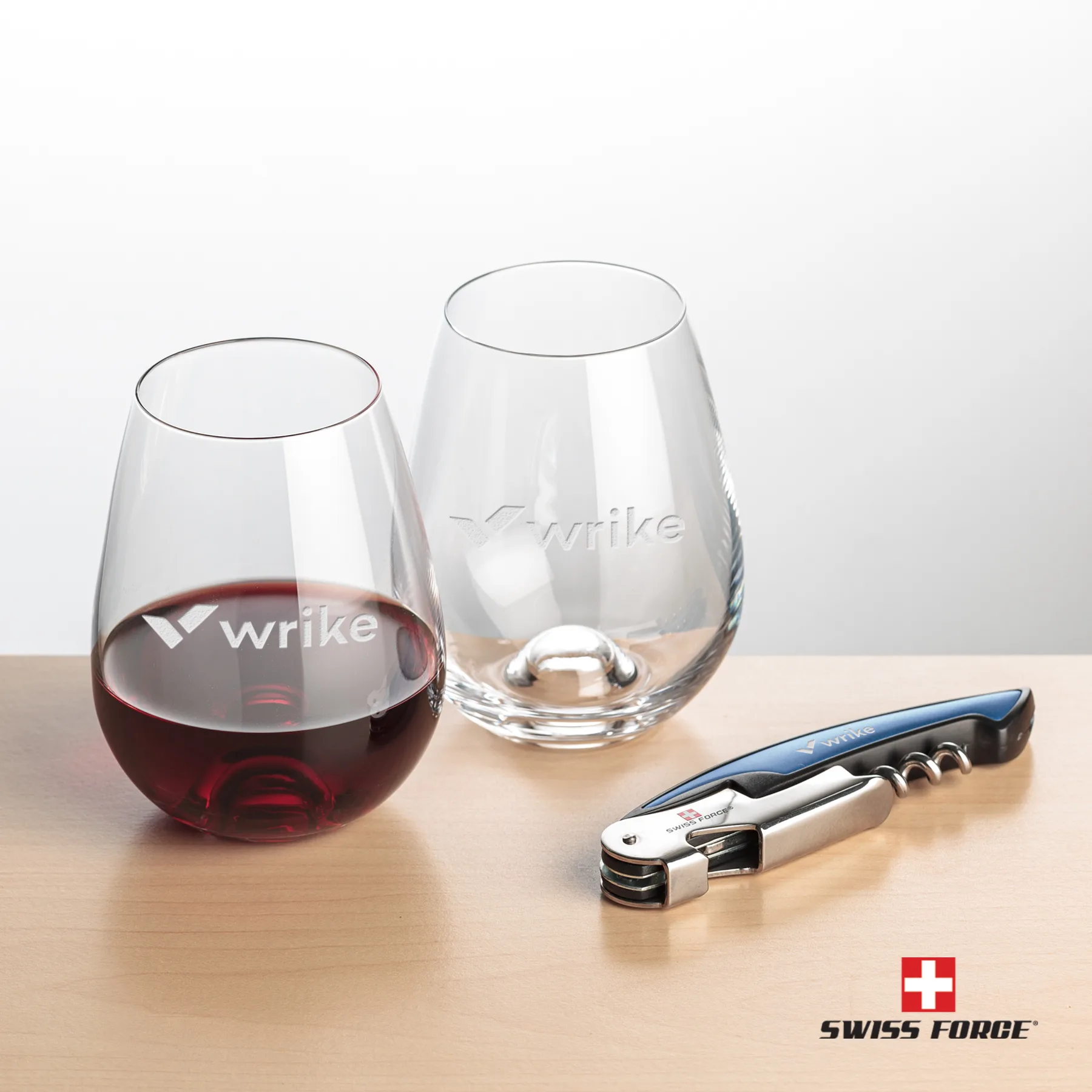 Impressive Wine Set, Laser Engraving, Blue
