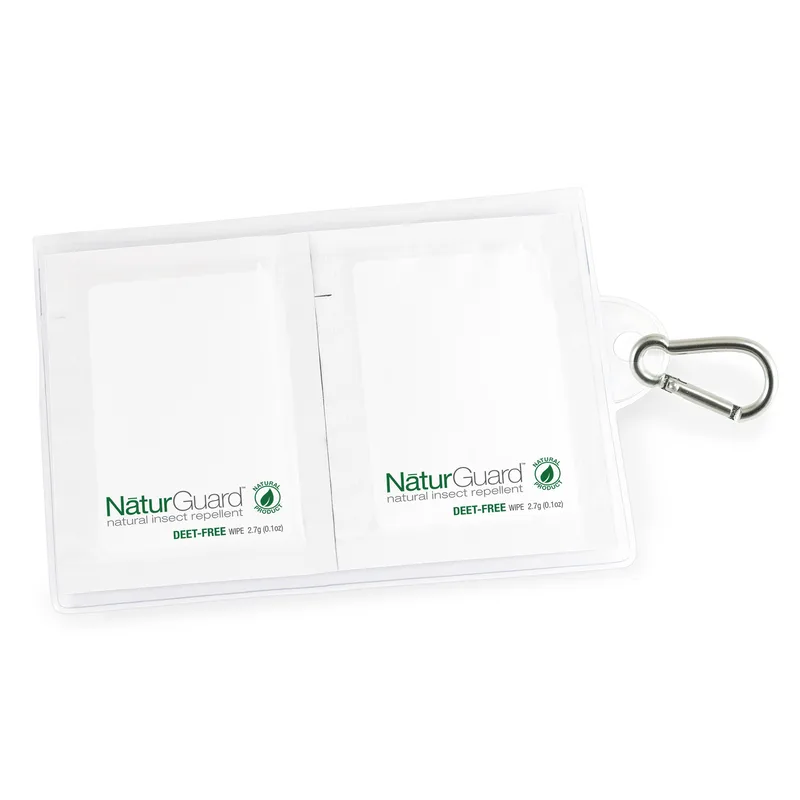 GoPac™ with NaturGuard™ Insect Repellent Wipes, with Carabiner, Label Imprint view 2