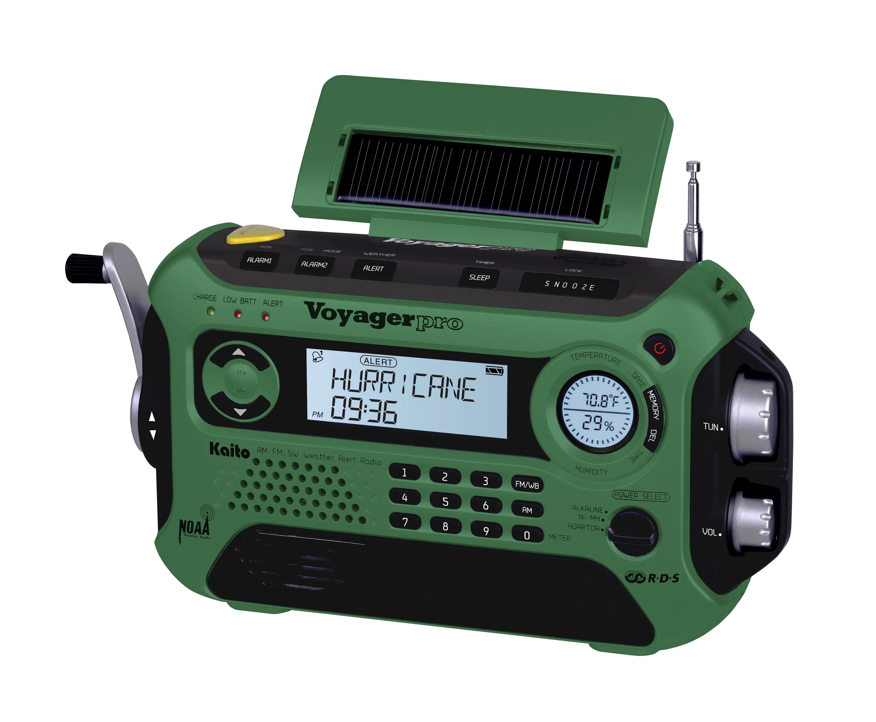 Kaito Emergency Radios & Wireless Mics Green Voyager Pro' Digital Solar & Crank Power Radio