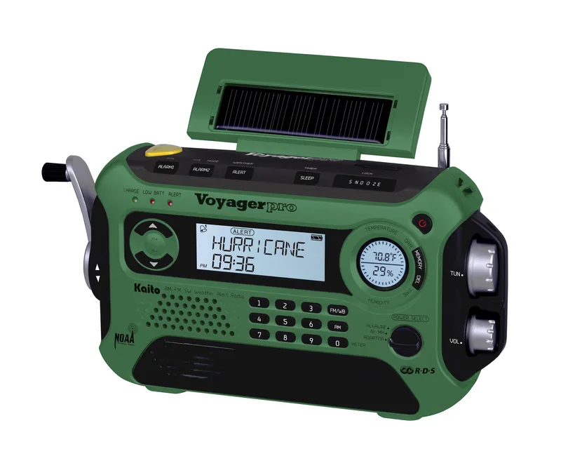 Kaito Emergency Radios & Wireless Mics Green Voyager Pro' Digital Solar & Crank Power Radio