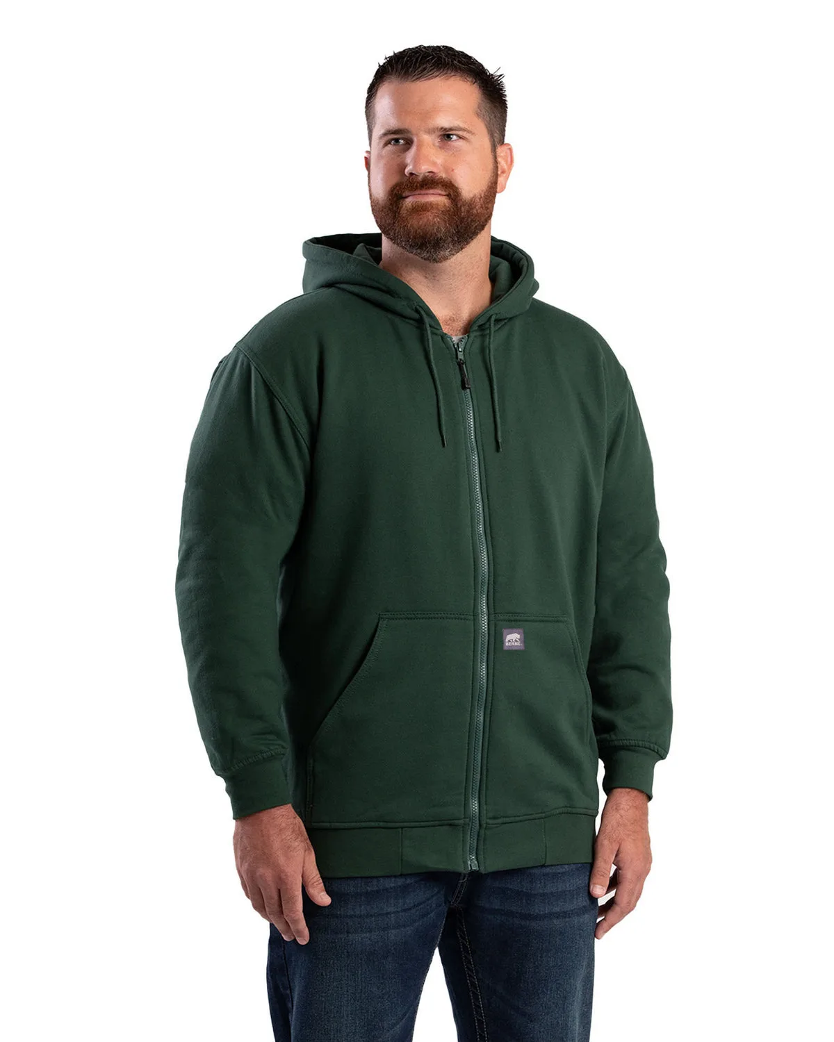 Berne Apparel Men's Tall Heritage Thermal-Lined Full-Zip Hooded Sweatshirt view 5