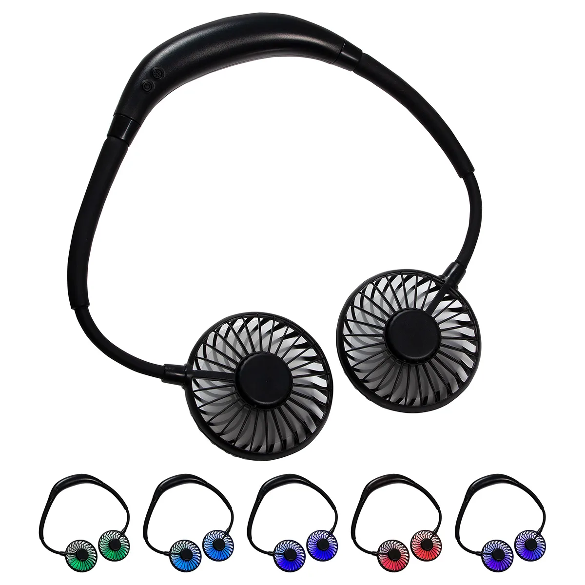 Dual Breeze Hands-Free Neck Fan with Mood Light view 2