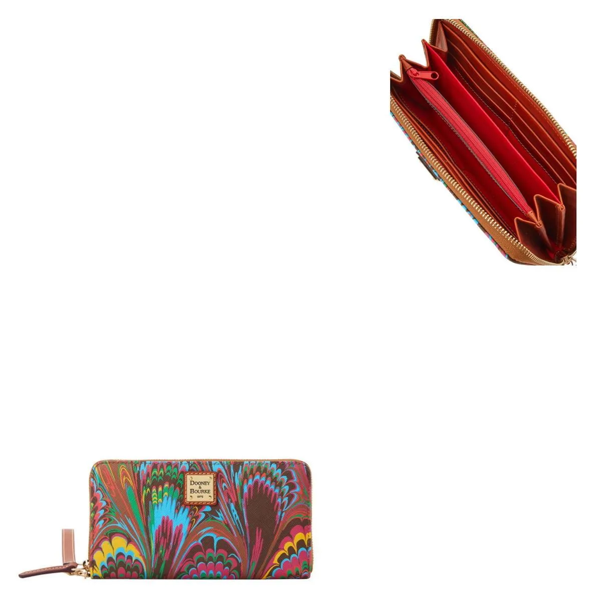 Dooney & Bourke Plumes Large Zip Around Wristlet - Brown