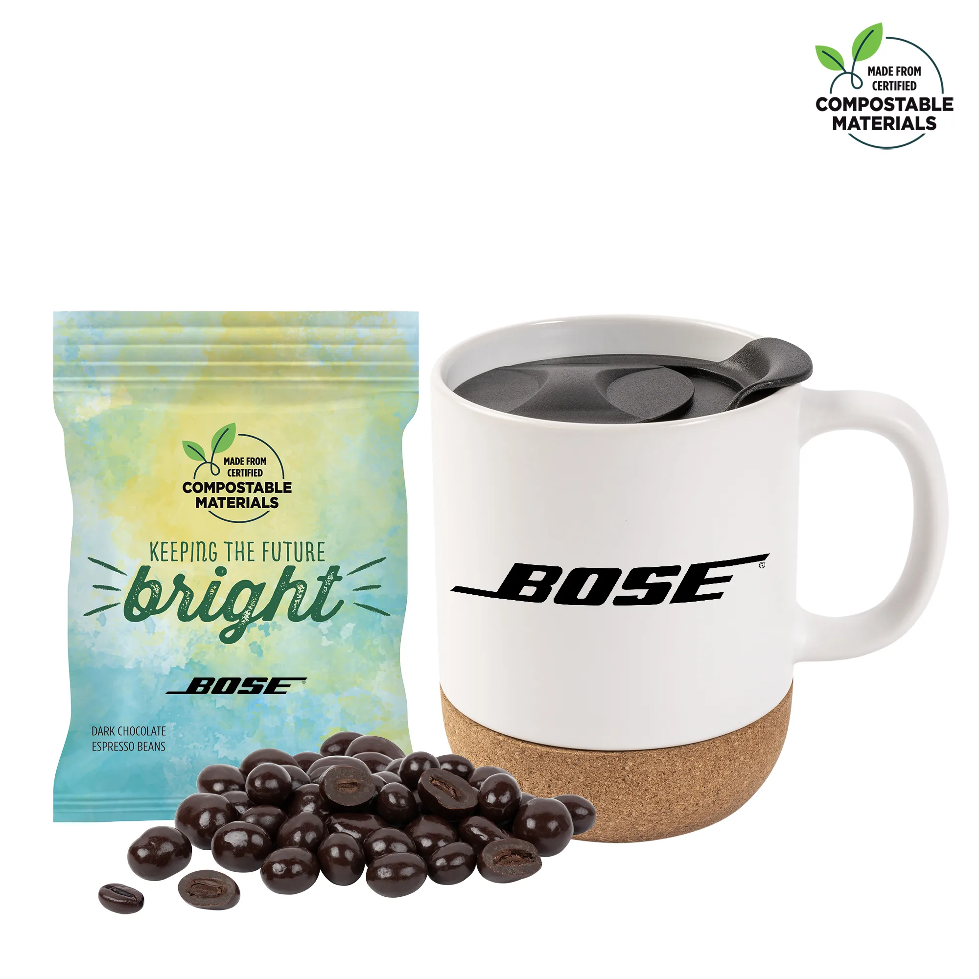 Cork Bottom Mug w/ Compostable Bag of Dark Chocolate Espresso Beans view 3