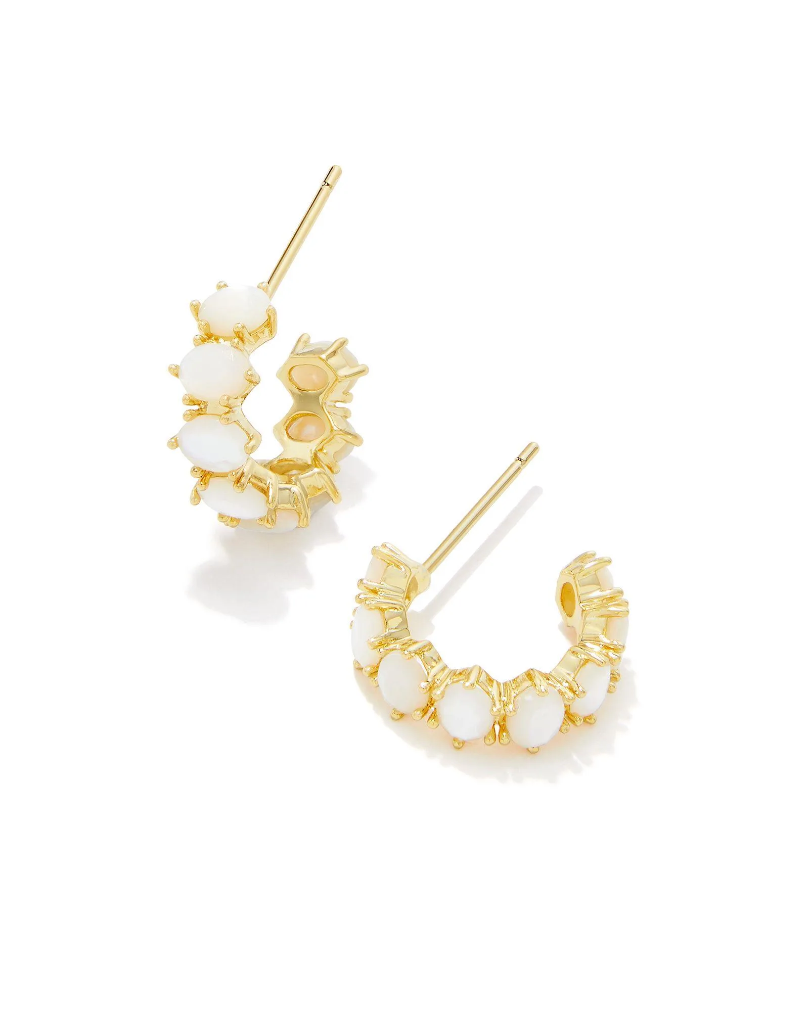Kendra Scott Cailin Crystal Huggie Earrings - Gold Ivory