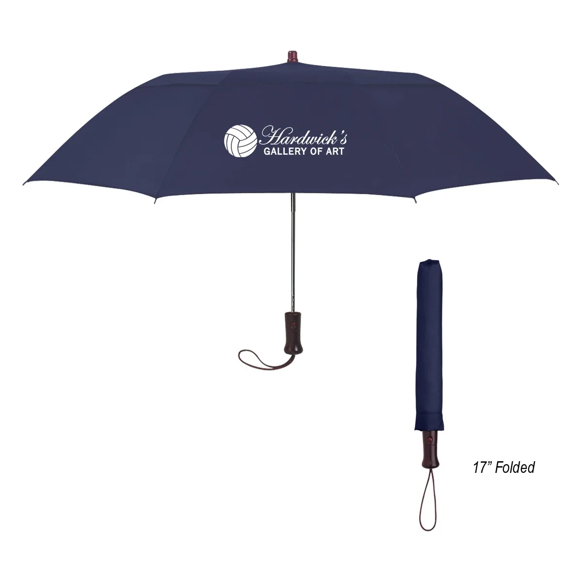 44" Arc Telescopic Folding Wood Handle Umbrella view 2
