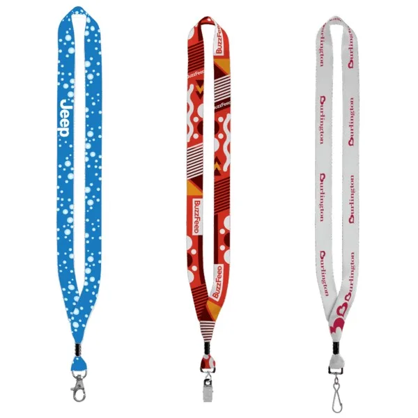 3/4" Dye-Sublimated Lanyard with Silver Tone Metal Crimp & Split Ring view 2
