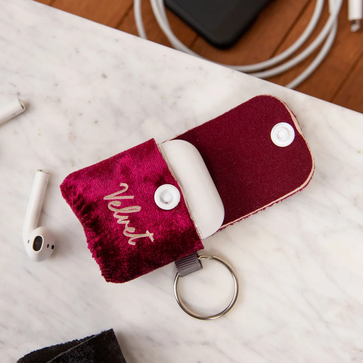 AirPods® 2nd Gen Velvet Neoprene Cover view 3