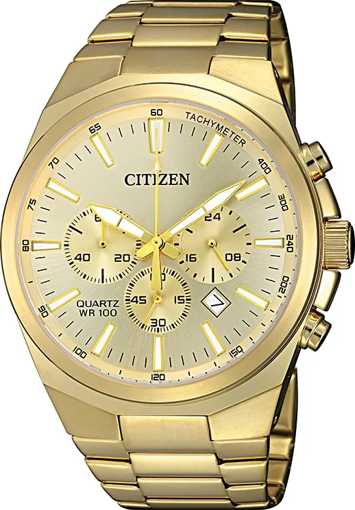 Citizen Watch Men's Quartz Chronograph Watch, Gold-Tone Stainless Steel w/Champagne Dial