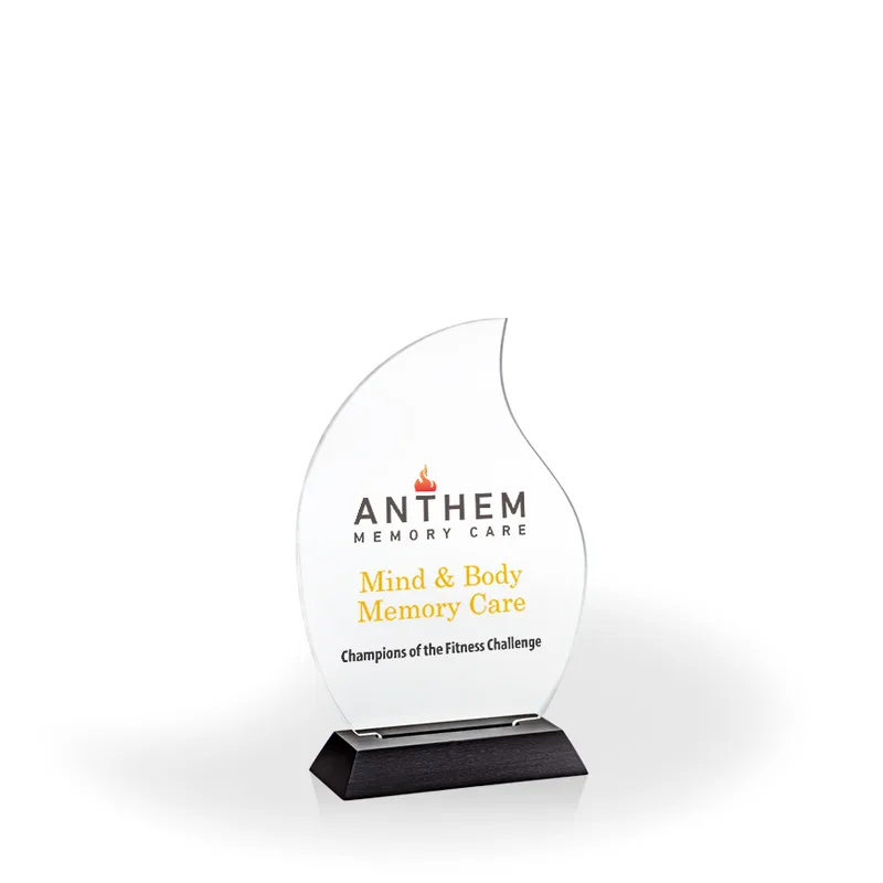 Flame Award with Black Wood Base, Small - UV Print