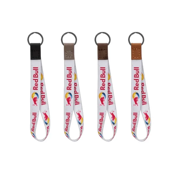 Dye Sublimated Keychain with Leather Accent