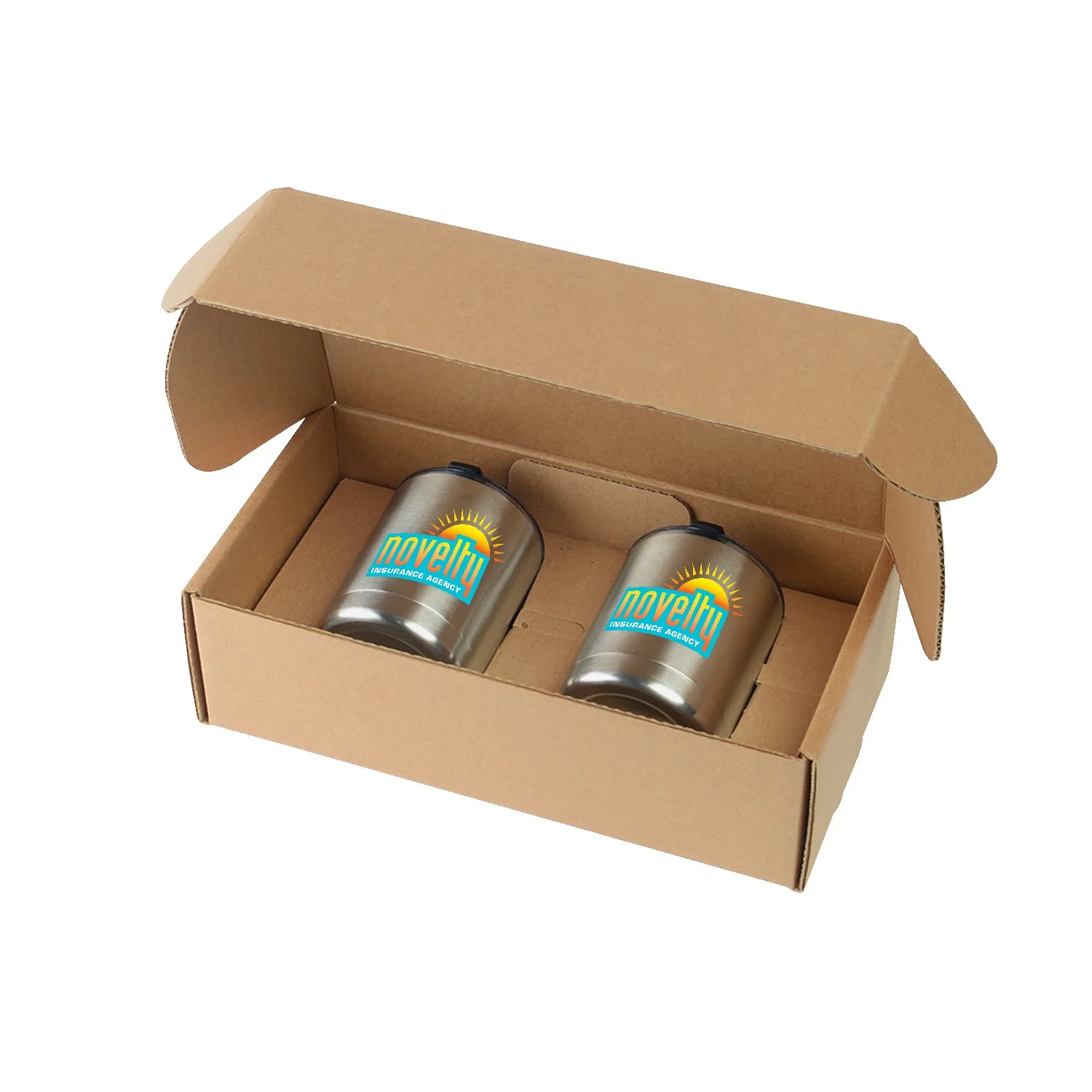 10 Oz. Stainless Steel Low Ball Glasses Gift Box Set view 6