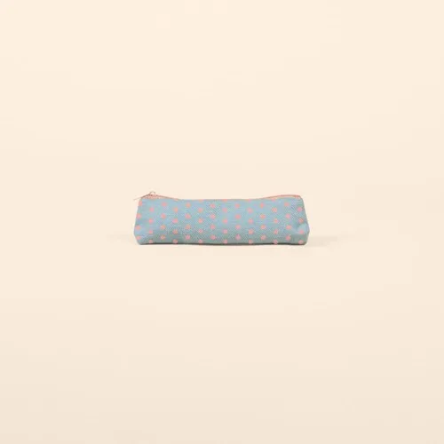 French Wash Denim Blue/Peach Pink Logo Front