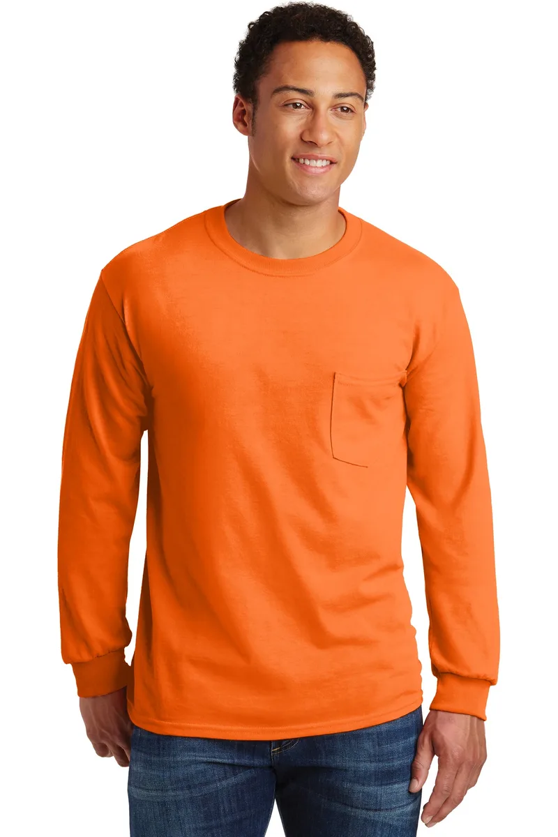 Gildan® - Ultra Cotton® 100% US Cotton Long Sleeve T-Shirt with Pocket. view 3