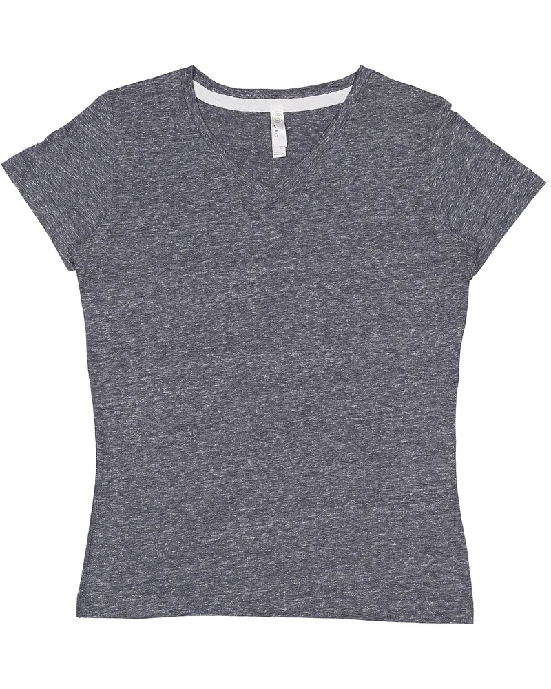 LAT Ladies' V-Neck Harborside Melange Jersey T-Shirt view 7