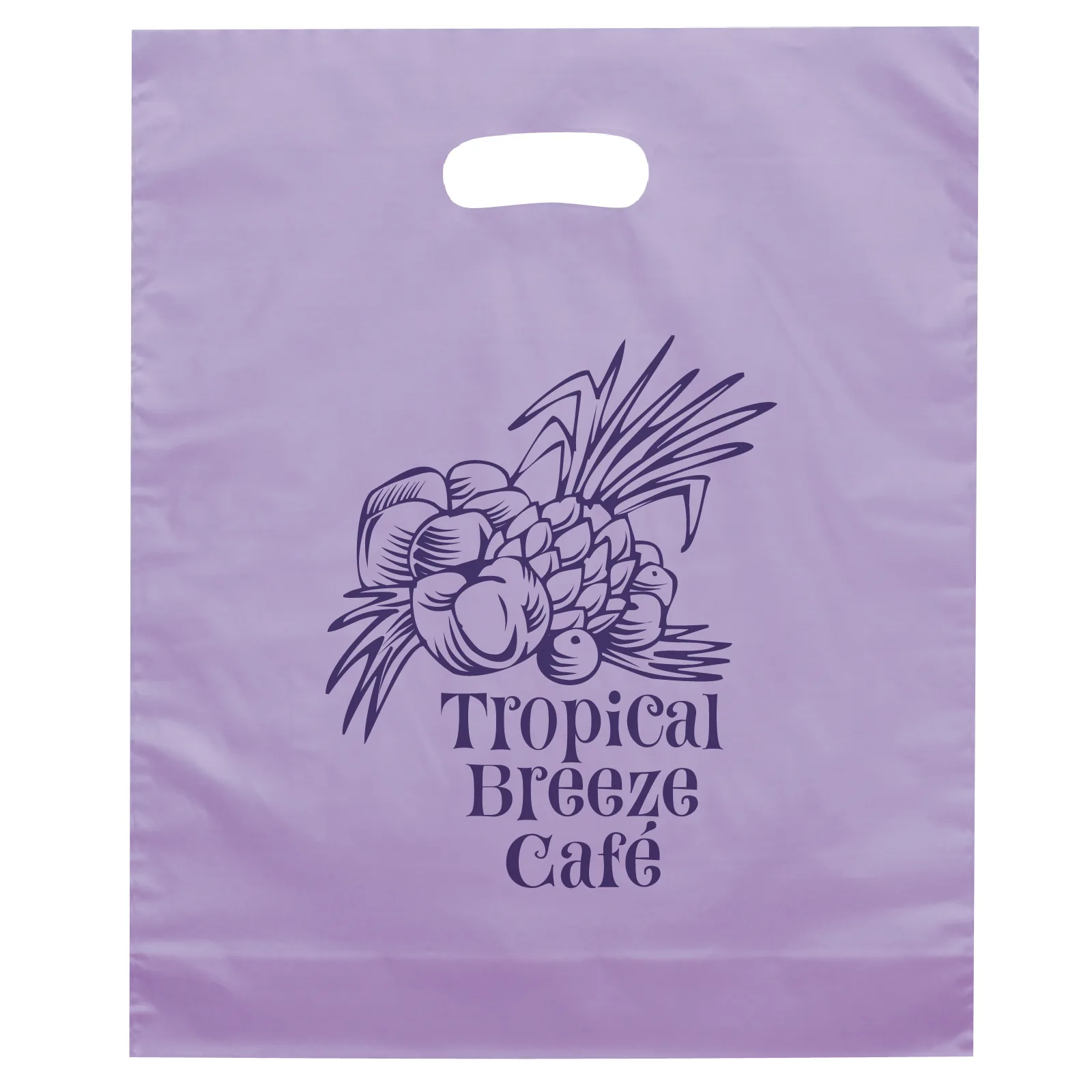 Orchid™ - Frosted Brite Die Cut Handle - Flexo Ink Print (12" x 15" x 3")