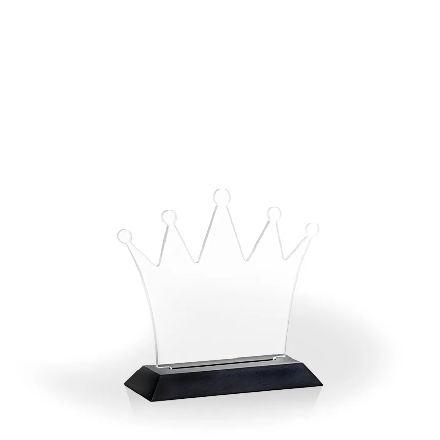 Crown Award with Black Wood Base, Medium - Engraved view 2
