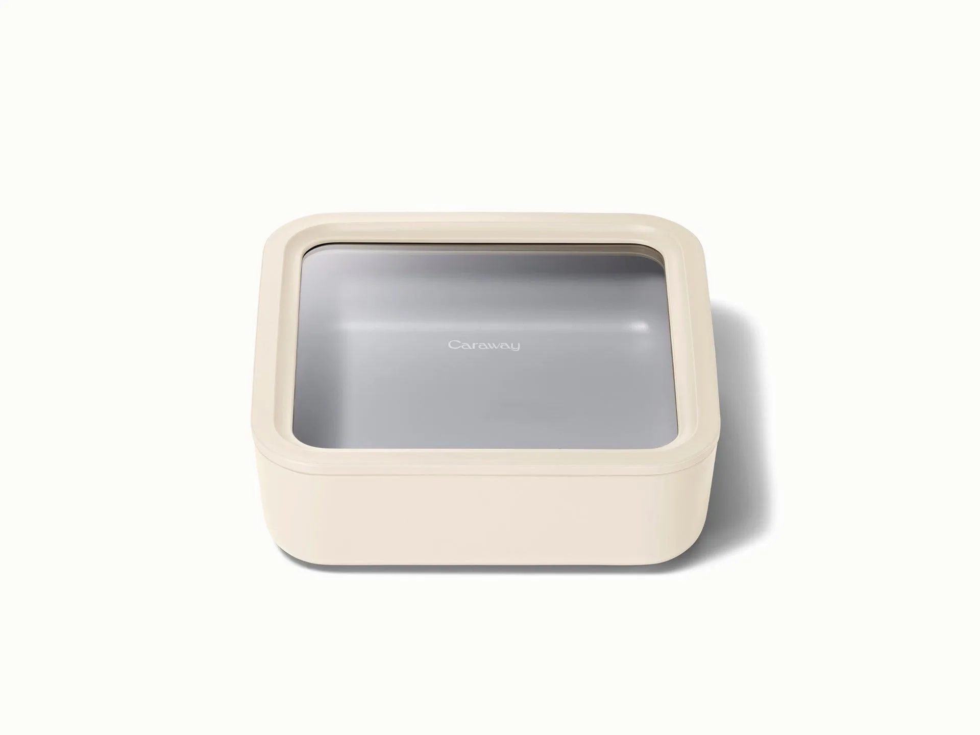 Caraway 10 Cup Glass Food Container Square Shape W/ Lid Cream