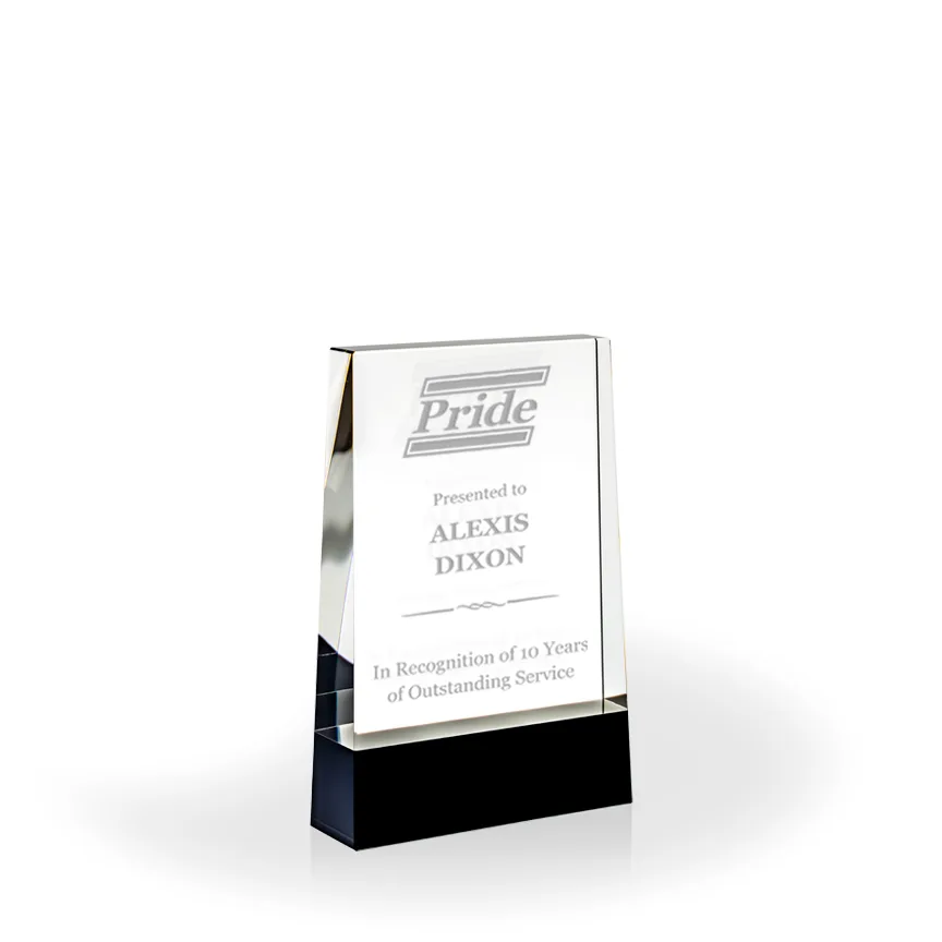 Liam Fused Black and Clear Crystal Award, Small