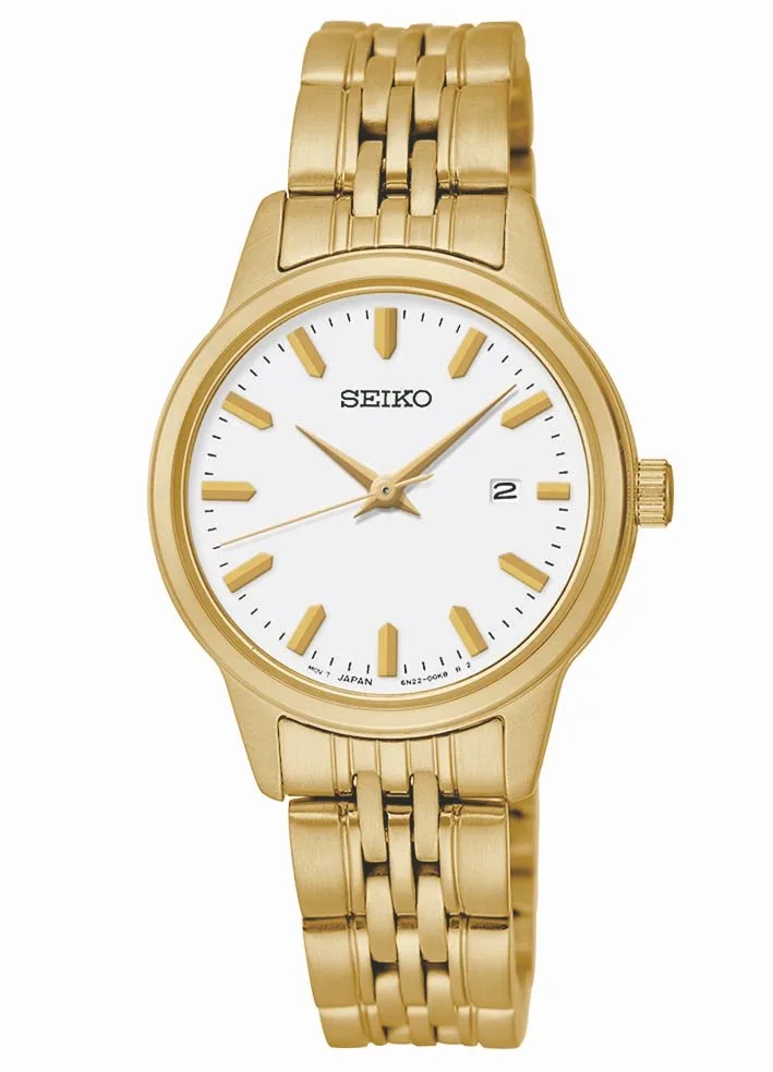 Seiko Watch Ladies Prime Analog Gold Case White Dial