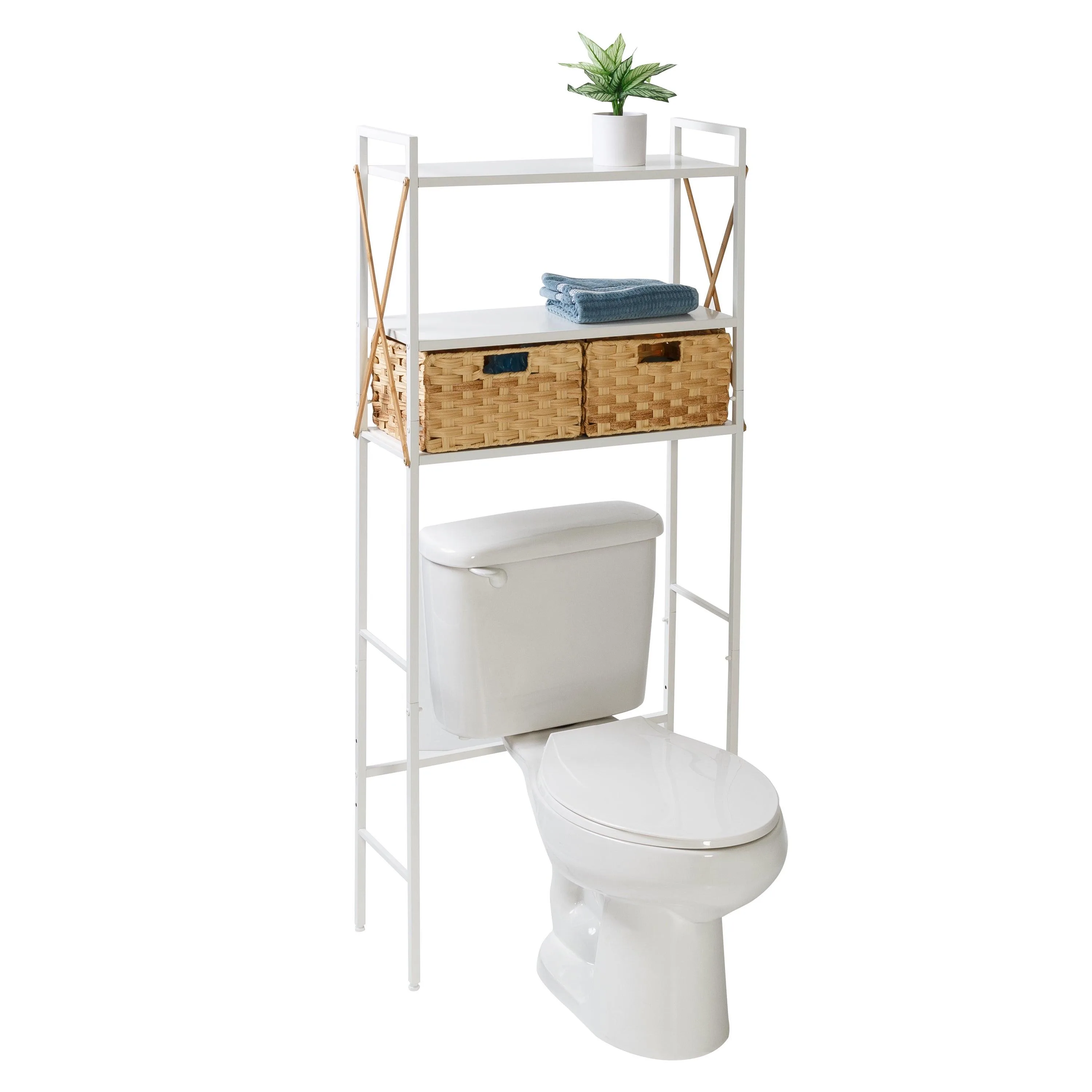 Honey-Can-Do Over-The-Toilet Space Saver Shelf System W/ 2 Baskets White