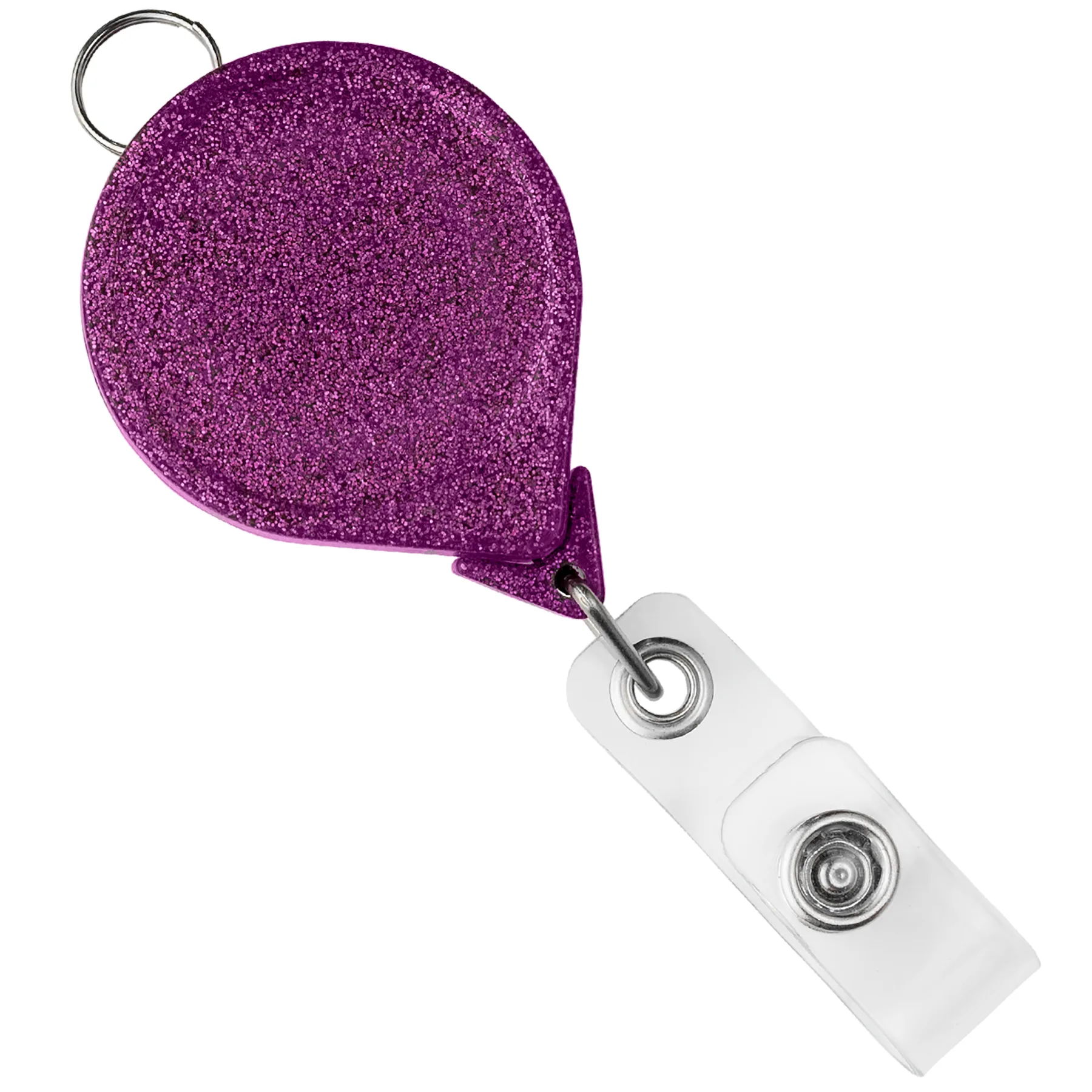 JUMBO Round Glitter Retractable Badge Reel w/lanyard attachment view 2