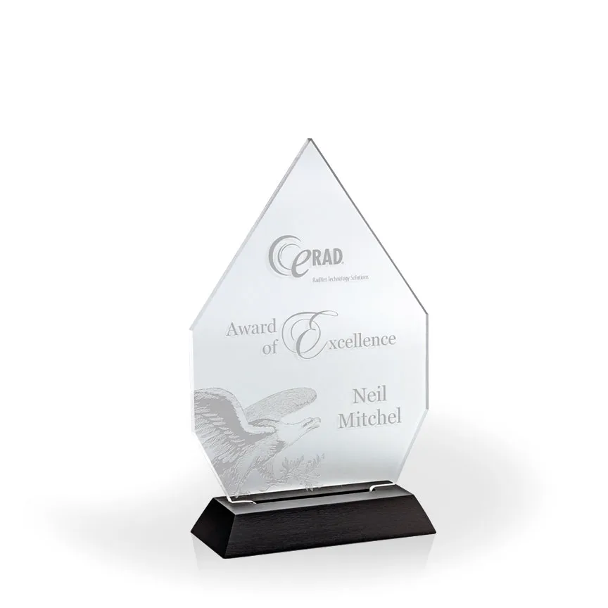 Royal Diamond Award with Black Wood Base, Large - Engraved