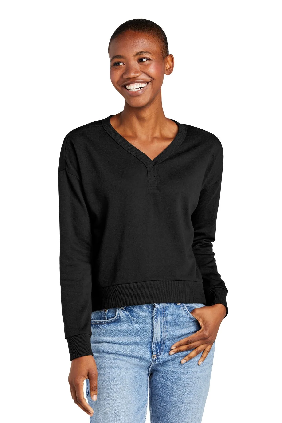 District® Women's Perfect Tri® Fleece V-Neck Sweatshirt view 5