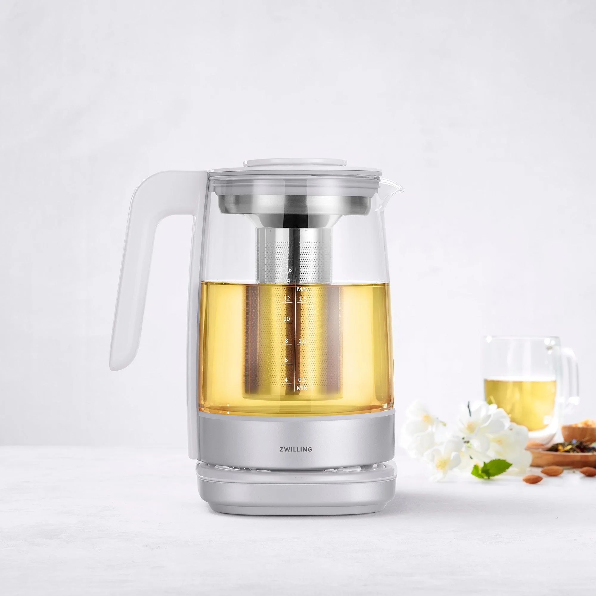 Zwilling Enfinigy 1.7L Glass Kettle Silver/White
