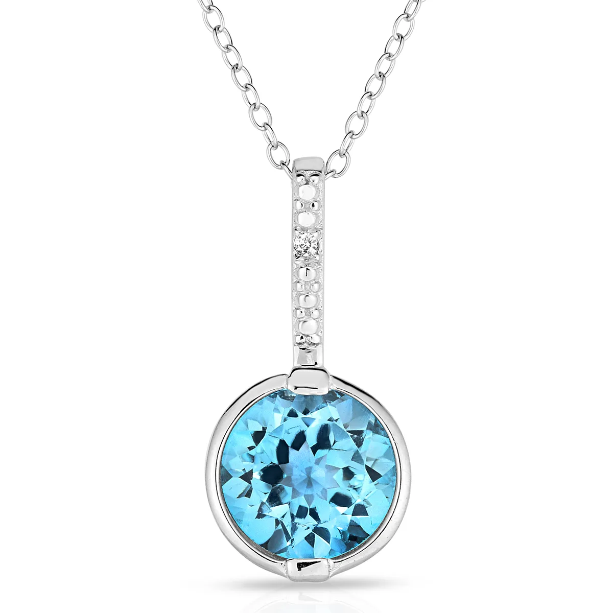 Jilco Inc Diamond & Blue Topaz Necklace