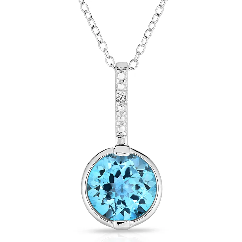 Jilco Inc Diamond & Blue Topaz Necklace