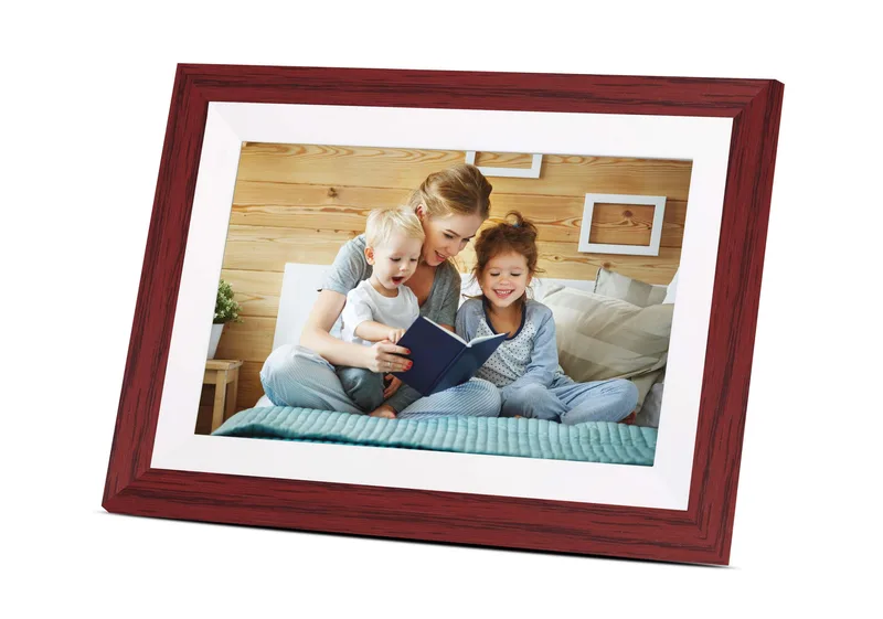 Bell+Howell 10.1" Smart Digital Photo Frame - White/Cherry Wood Red