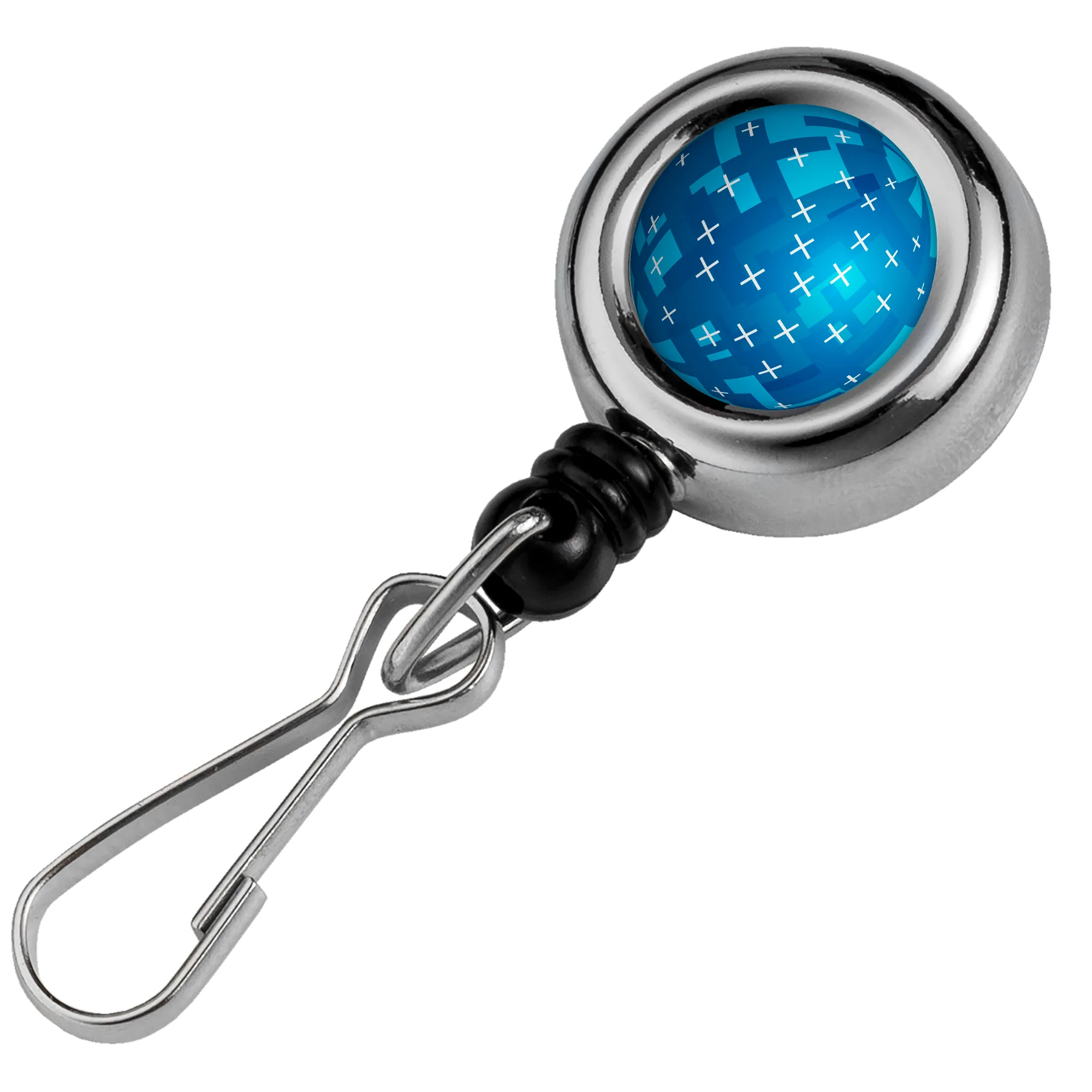 Round Chrome Finish Metal Retractable Badge Reel
