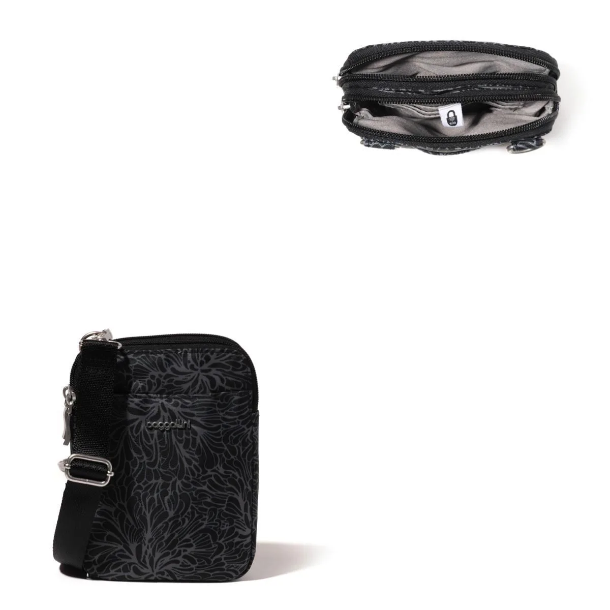 Baggallini Modern Take Two Rfid Crossbody Bag - Midnight Blossom Black