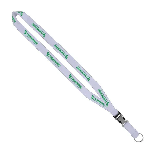 IMPORT 3/4" Polyester Lanyard with Woven Ribbon and Metal Slide Buckle