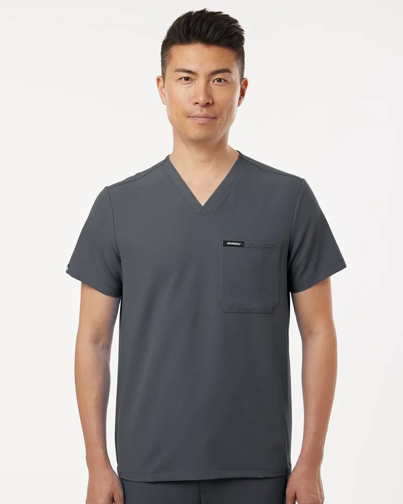 Jaanuu® Men's Holmes Everyday 1-Pocket Scrub V-Neck Top view 2