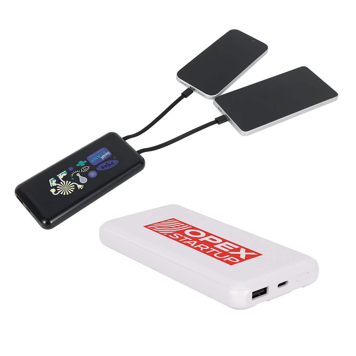 Squire 10000mAh UL Listed Power Bank with Built-In Charging Cables