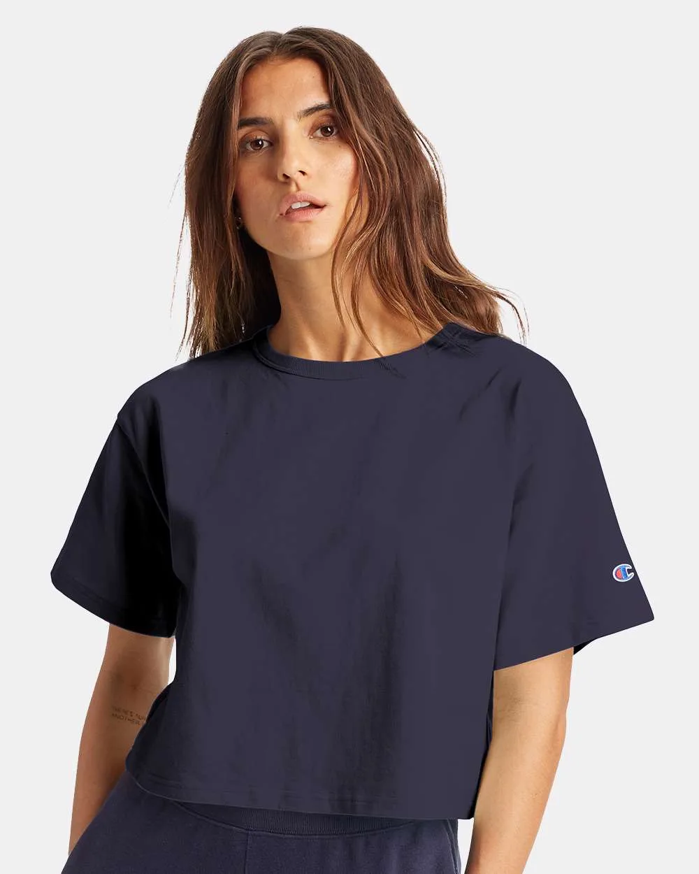 Champion® Women's Heritage Jersey Cropped T-Shirt view 2