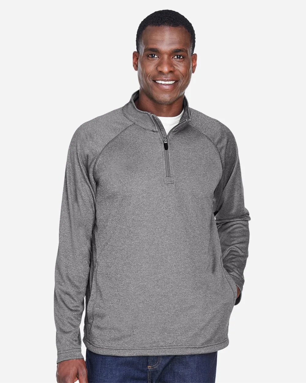 Devon and Jones® Men's Stretch Tech-Shell® Compass Quarter-Zip Pullover Sweater view 2
